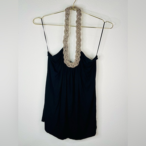 Spense Black Blouse with Chain Halter Top - Picture 2 of 16